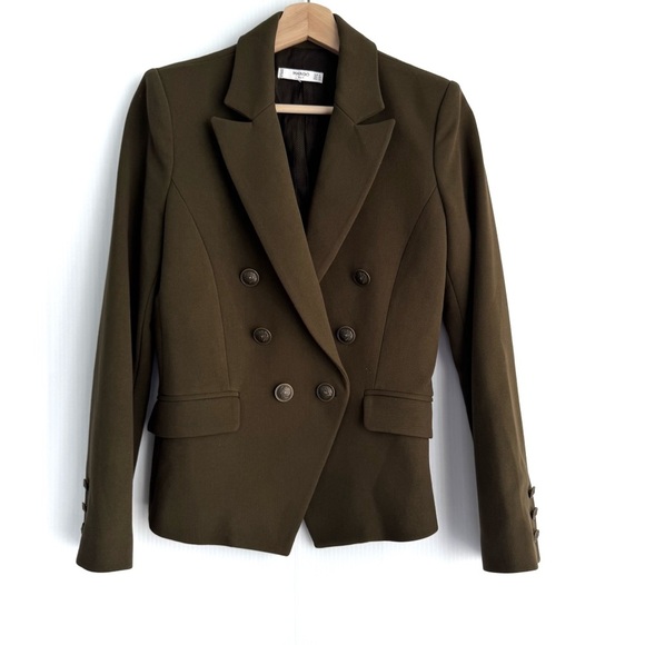 Mango Olive green Double-Breasted Women's Blazer size extra small - Picture 1 of 6
